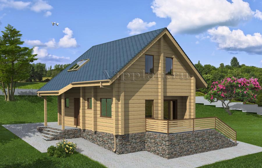 Проект одноэтажного деревянного дома с мансардой